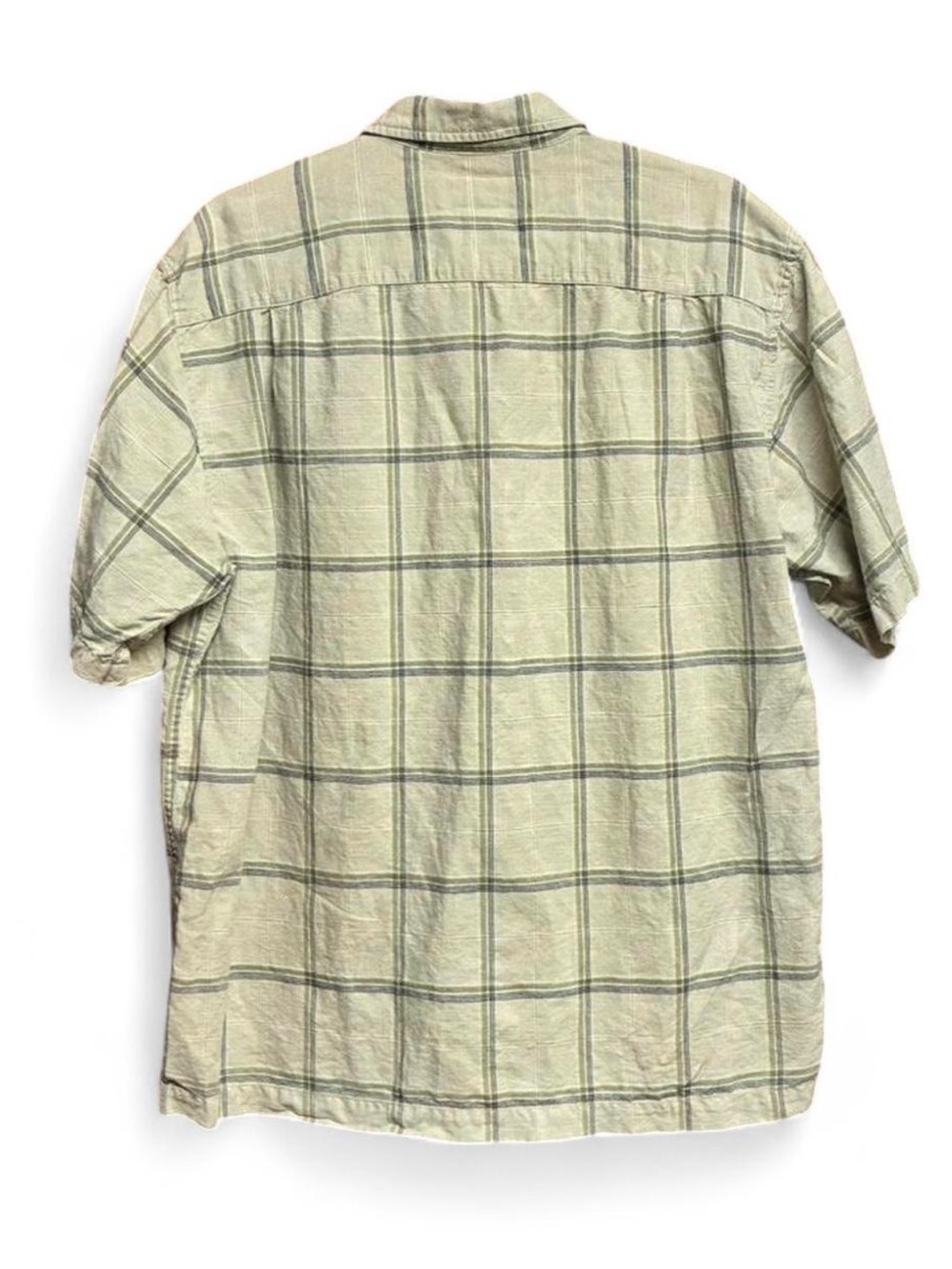 Eddie Bauer Light Green Plaid Short-Sleeve Button-Down Shirt - Picture 2 of 6